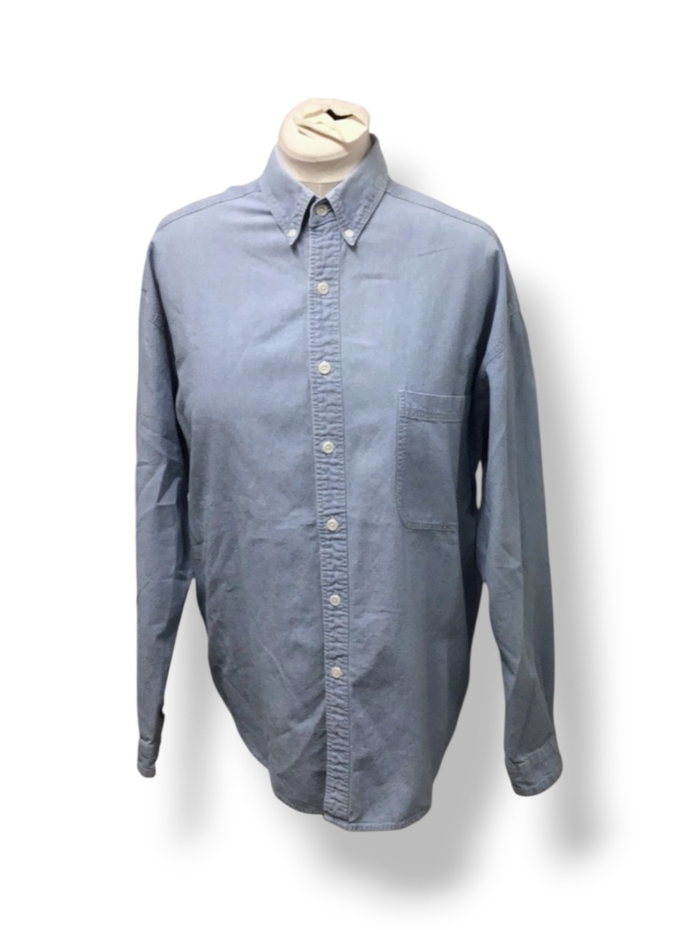 Structure Mens Long Sleeve Button Down Chambray Shirt VTG 90s Blue L